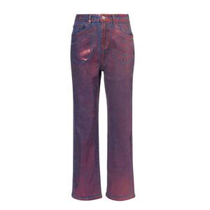 AmyLynn Womens/Ladies Lupe Metallic 5 Pockets Jeans / Red